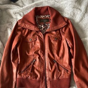 Burnt orange faux leather jacket